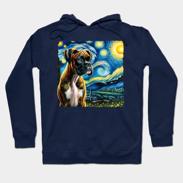 Starry Boxer Portrait - Dog Portrait Hoodie by starry_night